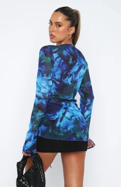 Shirts & Blouses | White Fox Boutique Admire Me Tie Front Long Sleeve Top Luminescent Floral blue