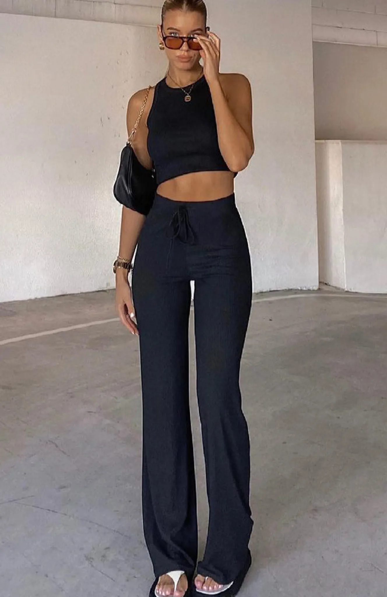 Pants | White Fox Boutique Adore You Ribbed Pants black