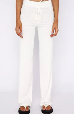 Pants | White Fox Boutique Adore You Ribbed Pants Cream white