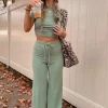 Pants | White Fox Boutique Adore You Ribbed Pants Sage green