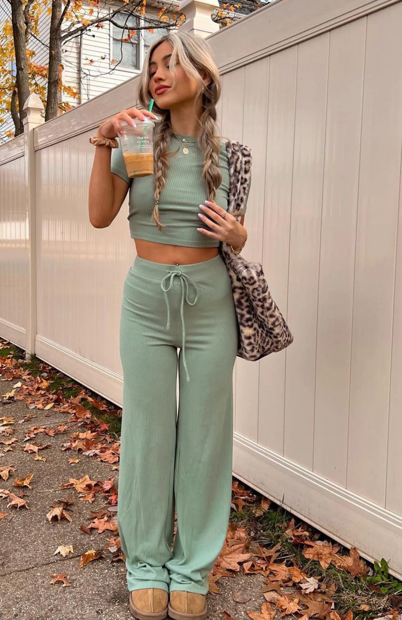 Pants | White Fox Boutique Adore You Ribbed Pants Sage green