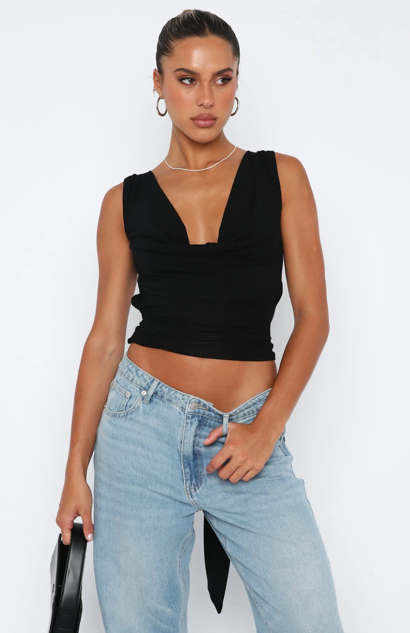 Shirts & Blouses | White Fox Boutique All Me Tie Back Top black