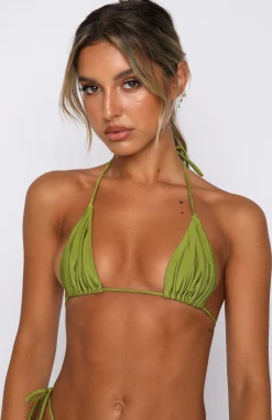 Bikini Tops | White Fox Boutique All Summer Long Bikini Top Shiny Olive green