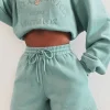 Shorts | White Fox Boutique Along For The Ride Lounge Shorts Sage green