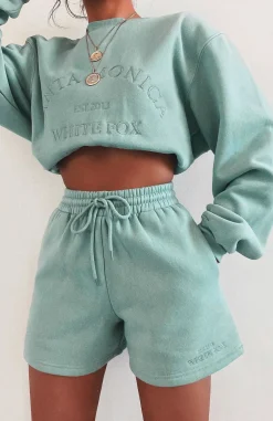 Shorts | White Fox Boutique Along For The Ride Lounge Shorts Sage green