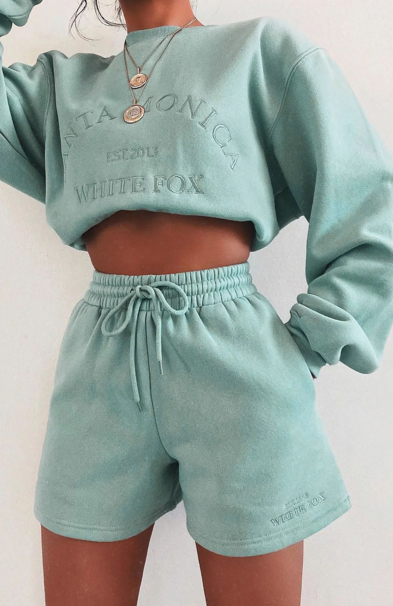 Shorts | White Fox Boutique Along For The Ride Lounge Shorts Sage green