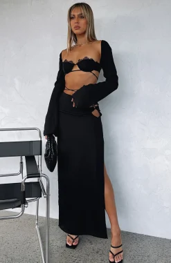 Restocked | White Fox Boutique Already Taken Maxi Skirt black