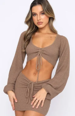 Shirts & Blouses | White Fox Boutique Always Daydreaming Long Sleeve Crop Chocolate brown