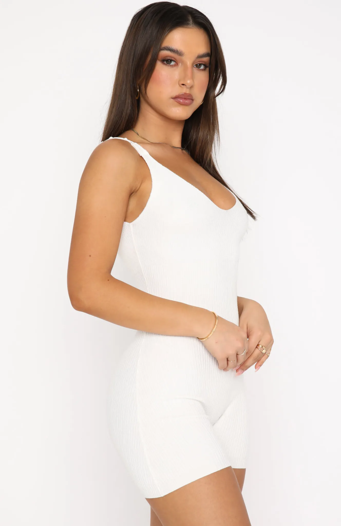 Restocked | White Fox Boutique Always Loyal Knit Playsuit Off white