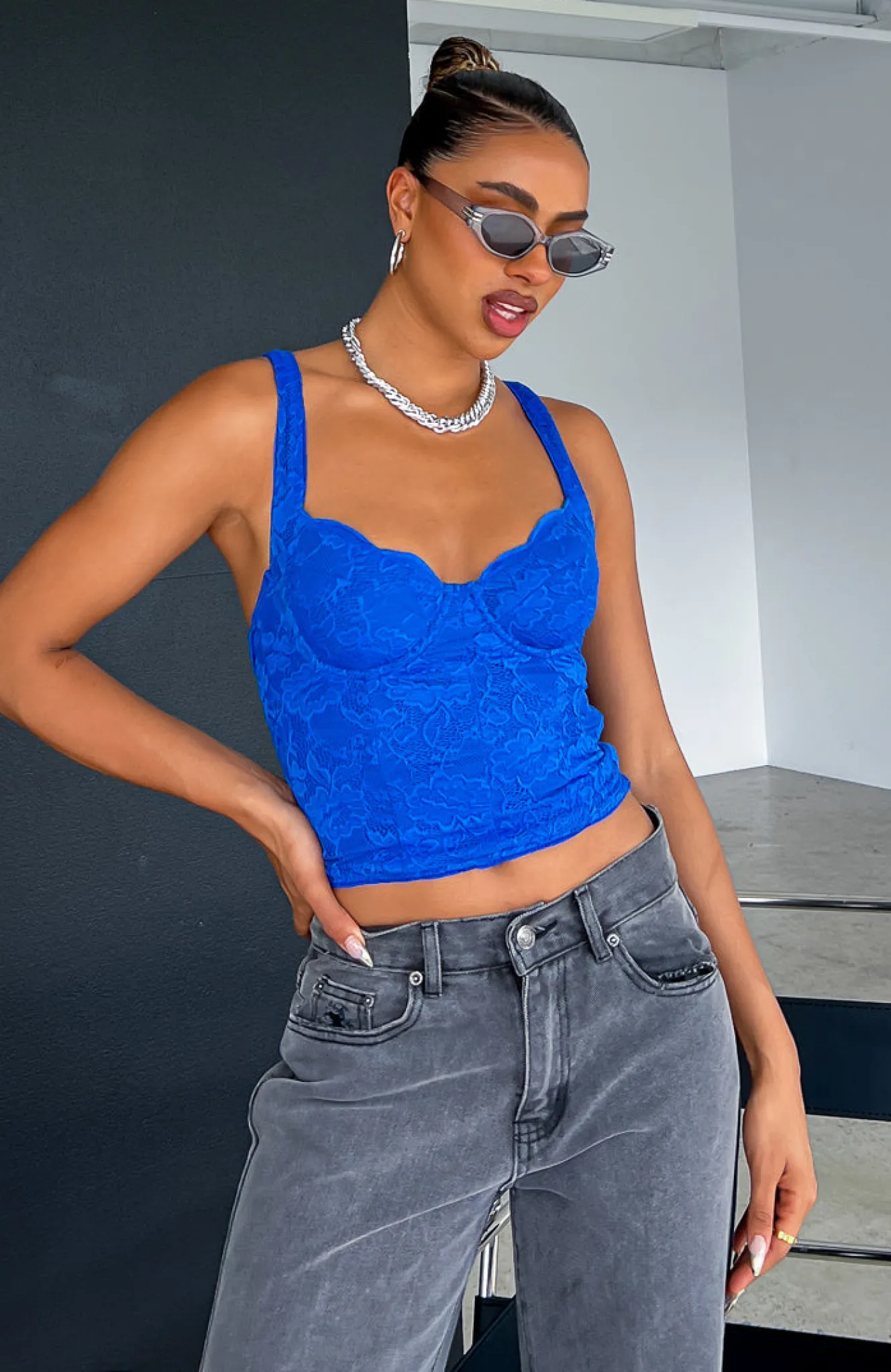 Shirts & Blouses | White Fox Boutique Attention On You Lace Cami Electric blue