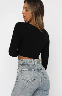 Shirts & Blouses | White Fox Boutique Back In Town Long Sleeve Crop black