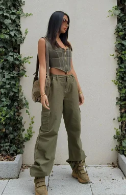 Pants | White Fox Boutique Back On Top Cargo Pants Khaki green