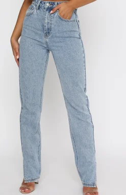 Denim | White Fox Boutique Be Cool Straight Leg Denim Jeans Washed blue