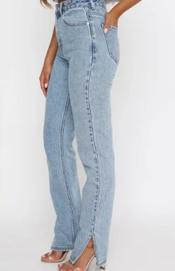 Denim | White Fox Boutique Be Cool Straight Leg Denim Jeans Washed blue