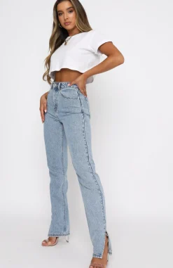 Denim | White Fox Boutique Be Cool Straight Leg Denim Jeans Washed blue