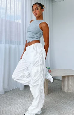 Pants | White Fox Boutique Be The Moment Cargo Parachute Pants white