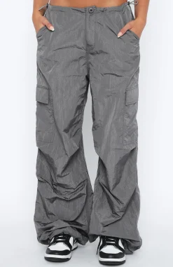 Pants | White Fox Boutique Be The Moment Cargo Parachute Pants Charcoal grey