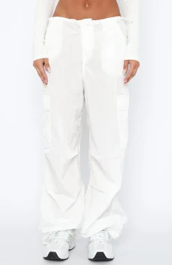 Pants | White Fox Boutique Be The Moment Cargo Parachute Pants white