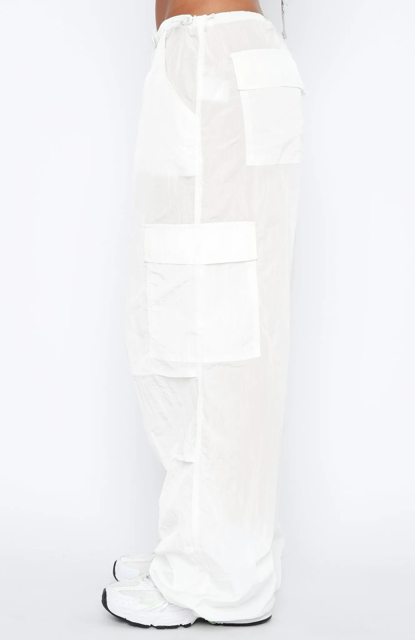 Pants | White Fox Boutique Be The Moment Cargo Parachute Pants white