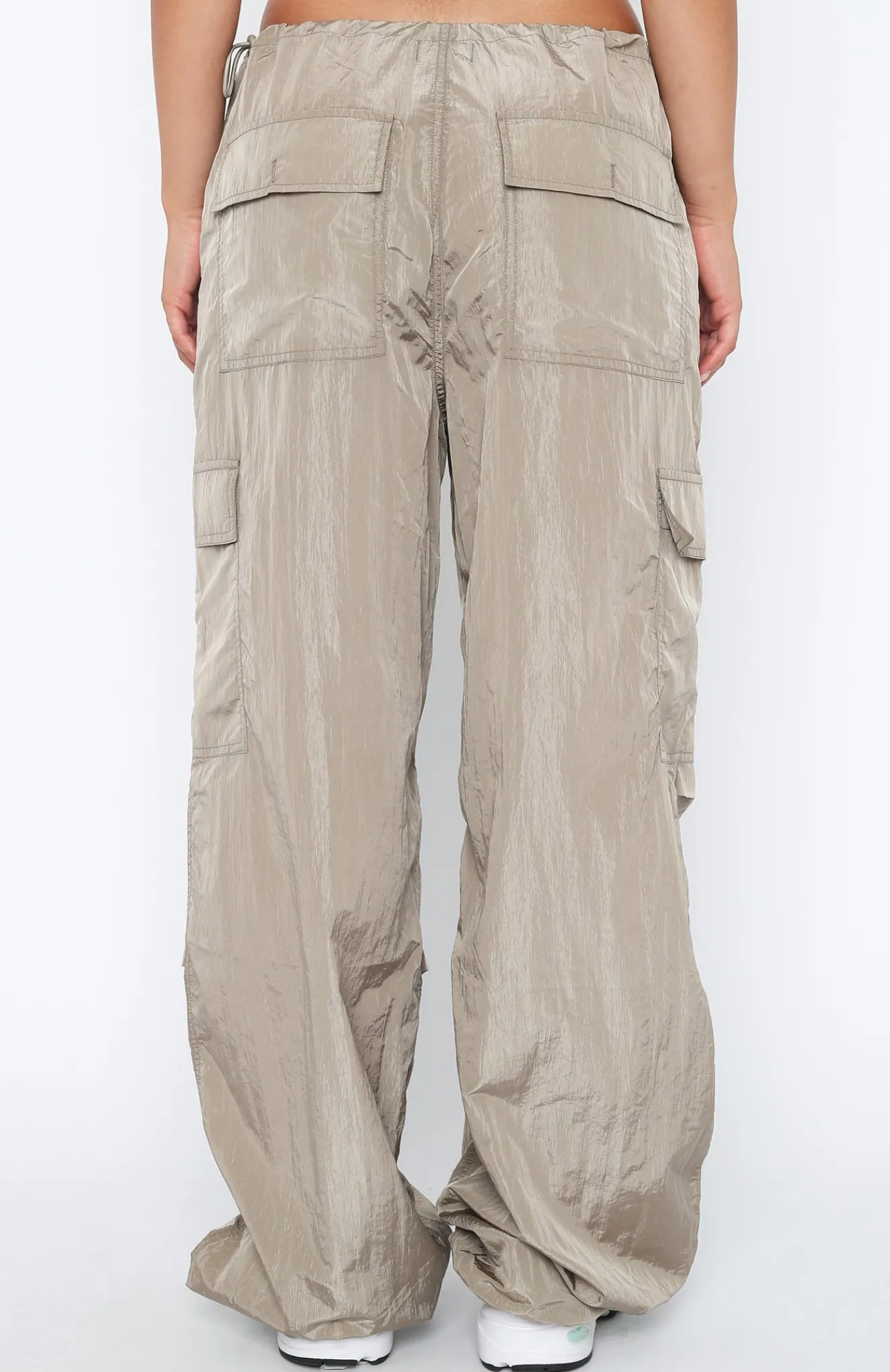 Pants | White Fox Boutique Be The Moment Cargo Parachute Pants Stone nude