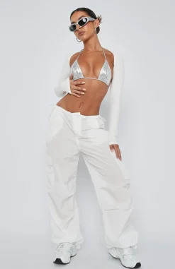 Pants | White Fox Boutique Be The Moment Cargo Parachute Pants white