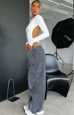 Pants | White Fox Boutique Be The Moment Cargo Parachute Pants Charcoal grey