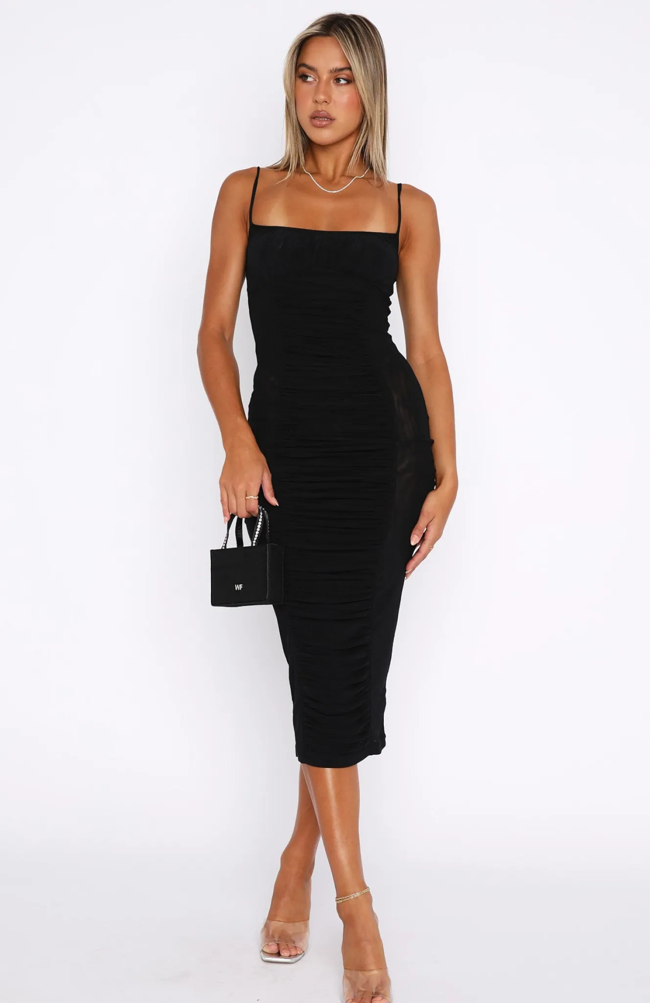 Formal Dresses | White Fox Boutique Beautiful Day Mesh Midi Dress black