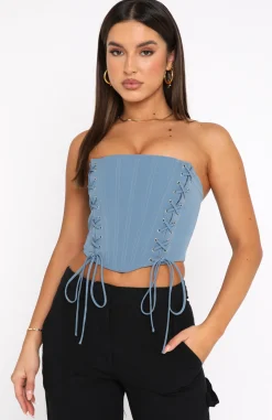 Shirts & Blouses | White Fox Boutique Because I Can Bustier Steel blue