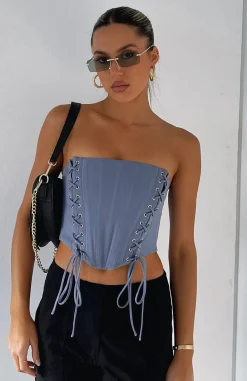 Shirts & Blouses | White Fox Boutique Because I Can Bustier Steel blue