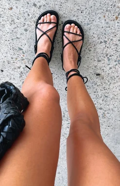 Slides | White Fox Boutique Becca Sandals PU black