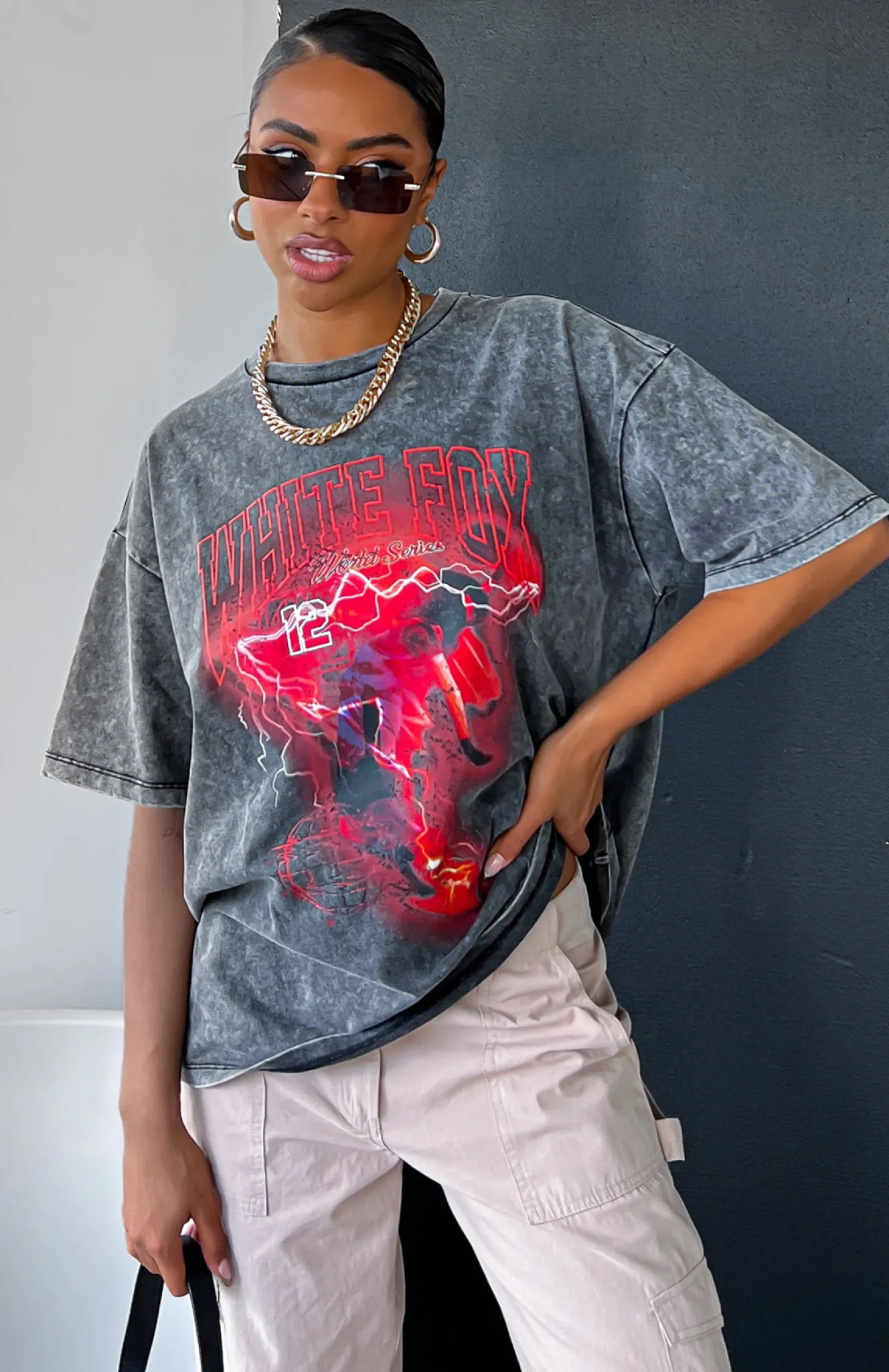 Shirts & Blouses | White Fox Boutique Big Moves Oversized Tee Acid Wash black