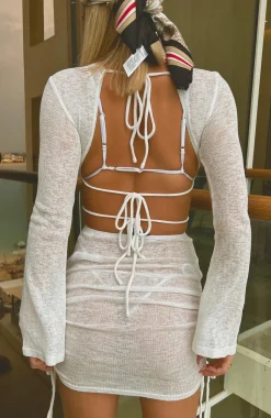 Resort Wear | White Fox Boutique Break Free Long Sleeve Mini Dress white