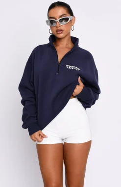 Jackets & Blazers | White Fox Boutique Bring It Back Zip Front Sweater Navy blue