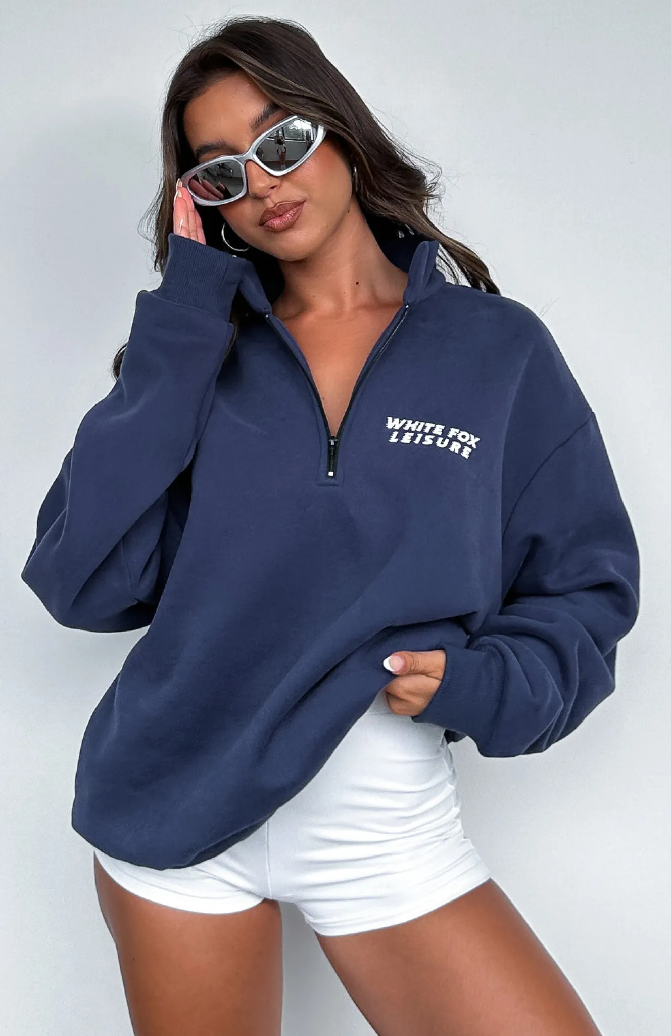 Jackets & Blazers | White Fox Boutique Bring It Back Zip Front Sweater Navy blue