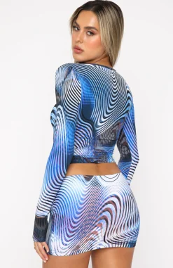 Restocked | White Fox Boutique Bring Me Along Mini Skirt Illusion blue
