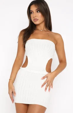 Restocked | White Fox Boutique Bringing The Heat Ribbed Mini Dress white