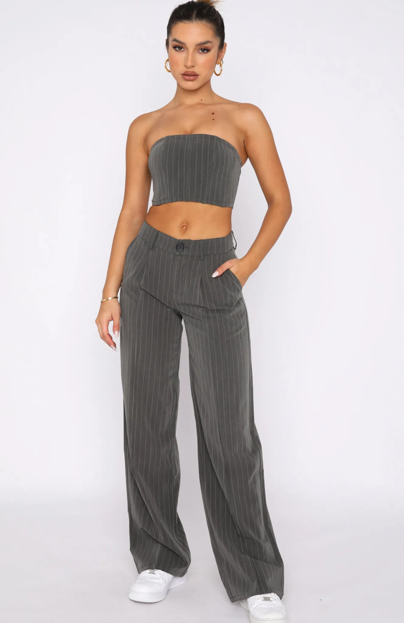 Pants | White Fox Boutique Busy Schedule Pants Stripe grey