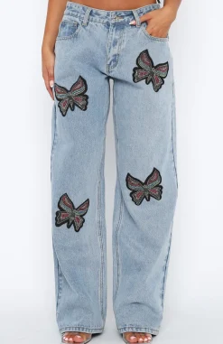 Pants | White Fox Boutique Butterfly Kiss Denim Jeans Wash blue