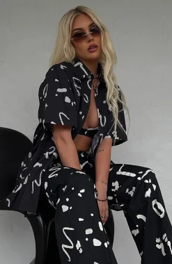 Shirts & Blouses | White Fox Boutique Cabo Cutie Button Up Shirt Scribble black