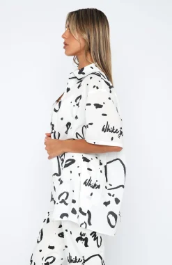 Shirts & Blouses | White Fox Boutique Cabo Cutie Button Up Shirt Scribble white