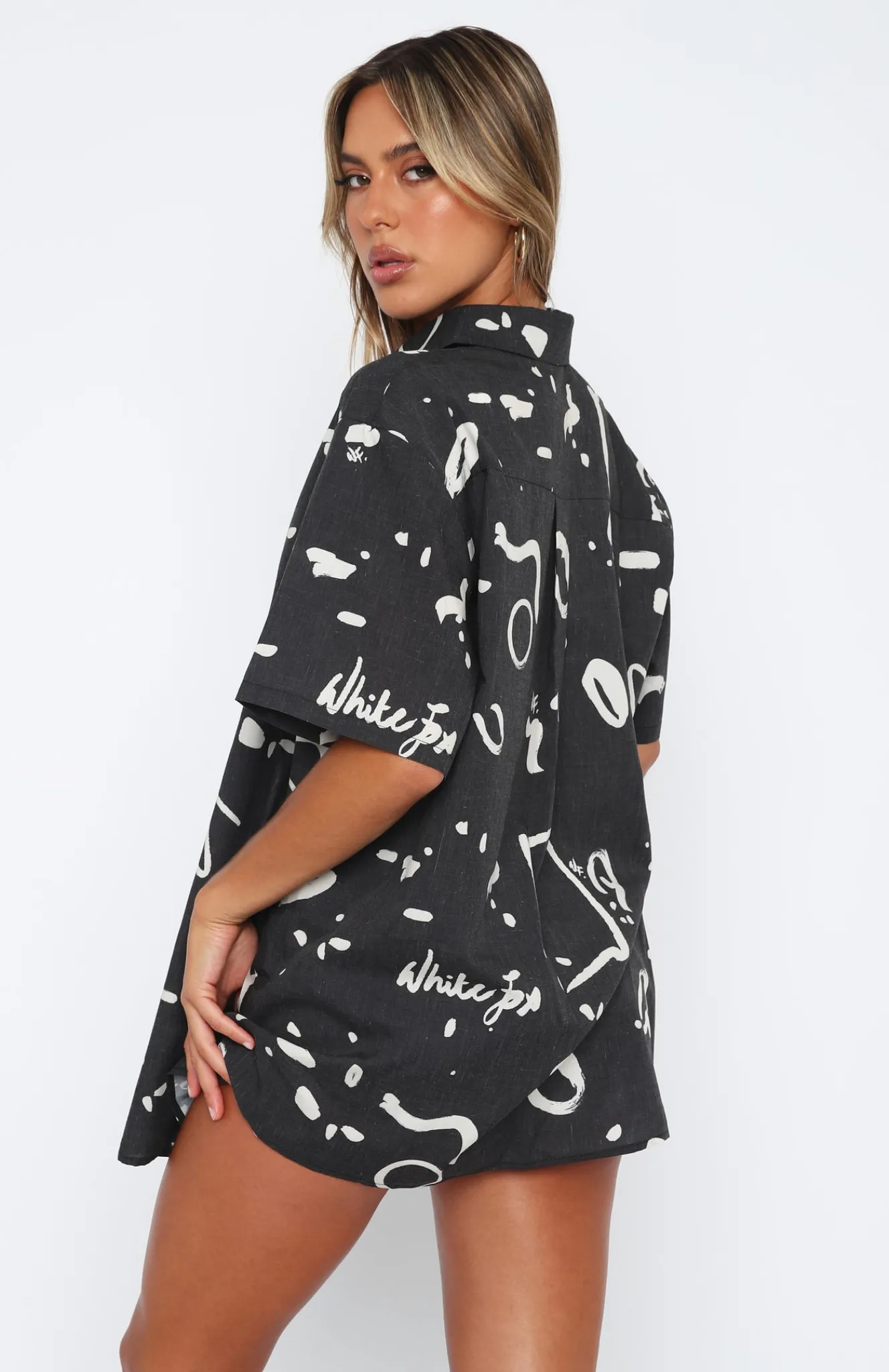 Shirts & Blouses | White Fox Boutique Cabo Cutie Button Up Shirt Scribble black