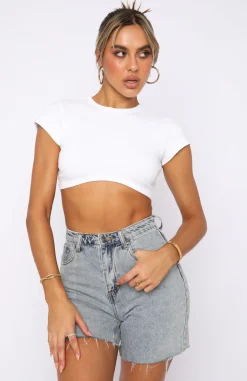 Shirts & Blouses | White Fox Boutique Call Me Back Ribbed Crop Tee white