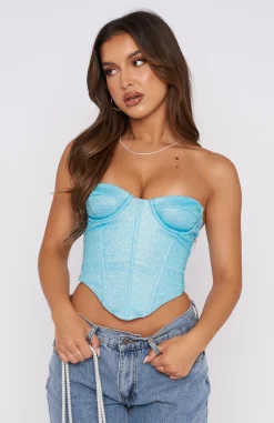 Shirts & Blouses | White Fox Boutique Canned Heat Bustier Cyan blue