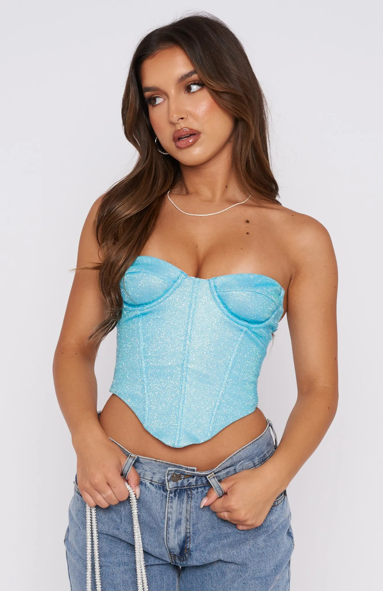 Shirts & Blouses | White Fox Boutique Canned Heat Bustier Cyan blue