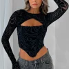 Shirts & Blouses | White Fox Boutique Can't Relate Long Sleeve Bustier Burnout black