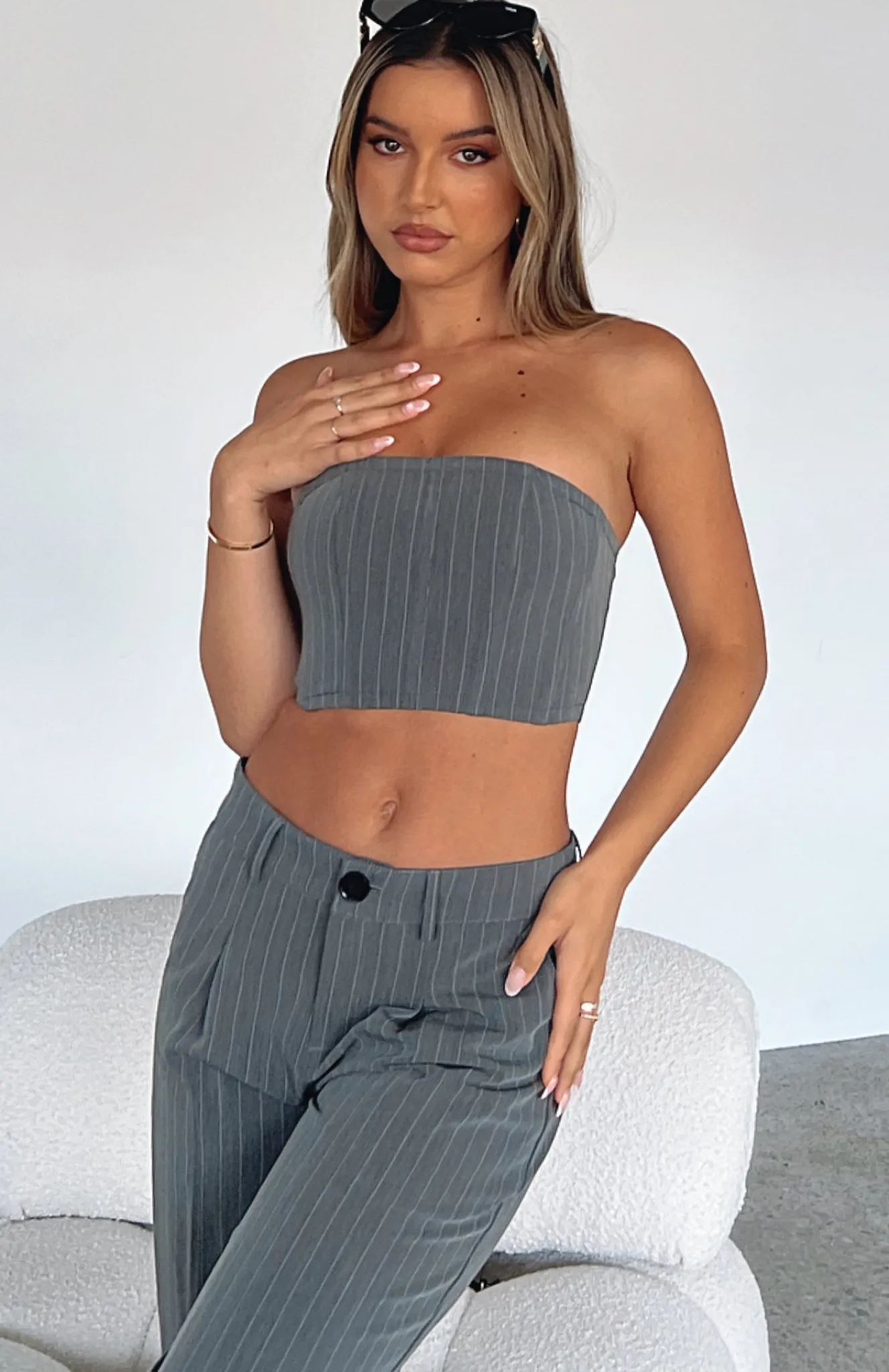 Shirts & Blouses | White Fox Boutique Catch The Trend Bustier Stripe grey