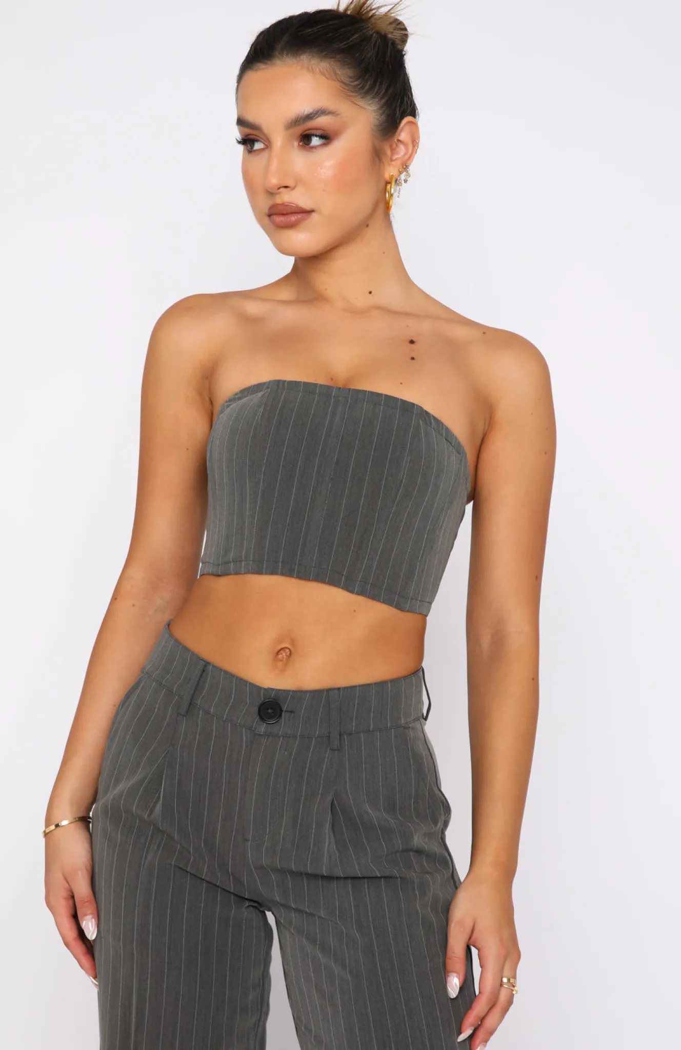 Shirts & Blouses | White Fox Boutique Catch The Trend Bustier Stripe grey