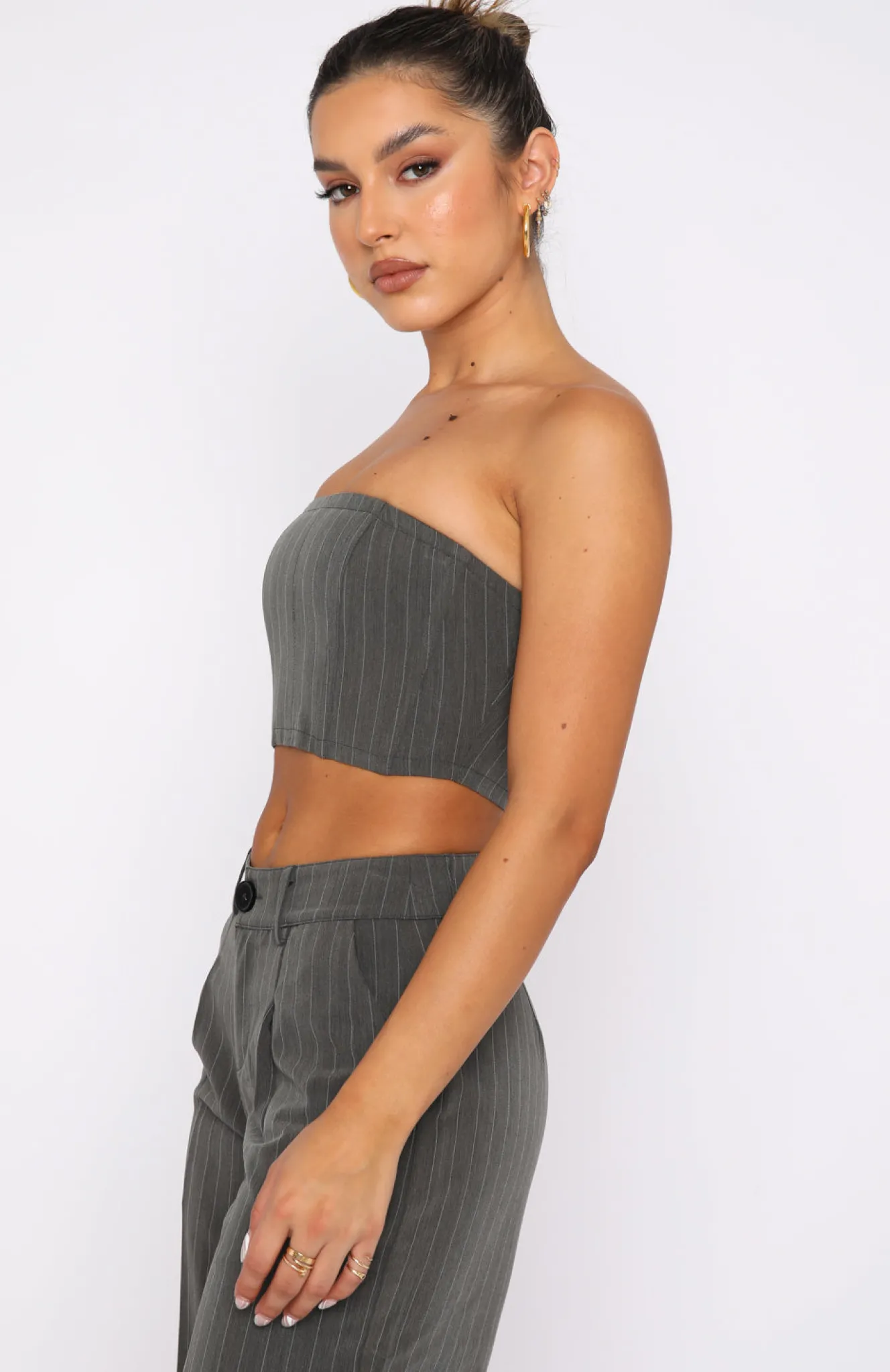 Shirts & Blouses | White Fox Boutique Catch The Trend Bustier Stripe grey
