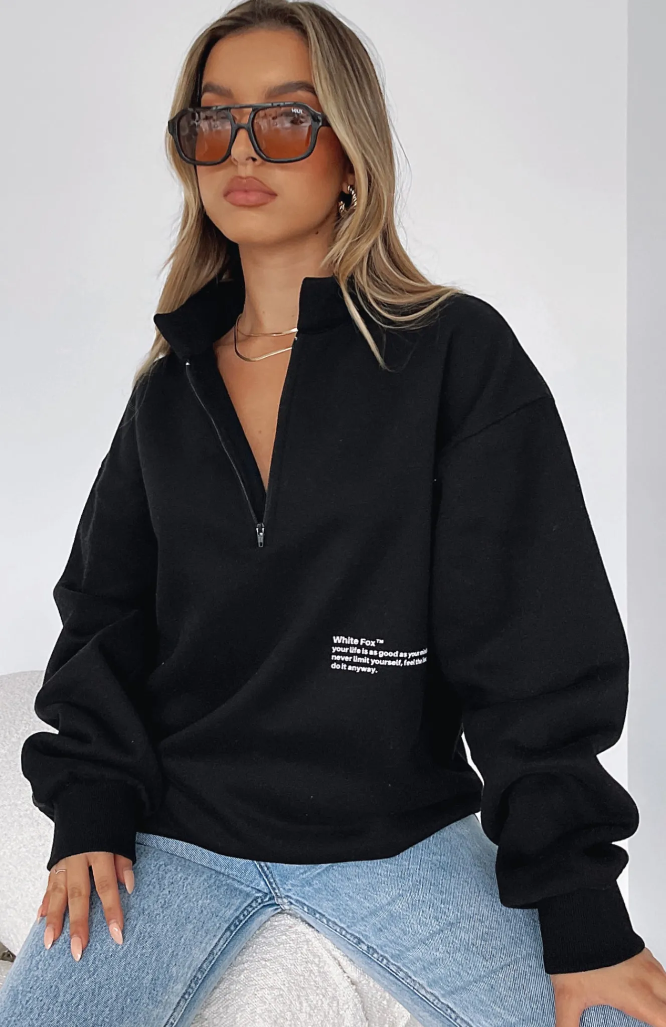 Jackets & Blazers | White Fox Boutique Caught Up With You Zip Front Sweater black