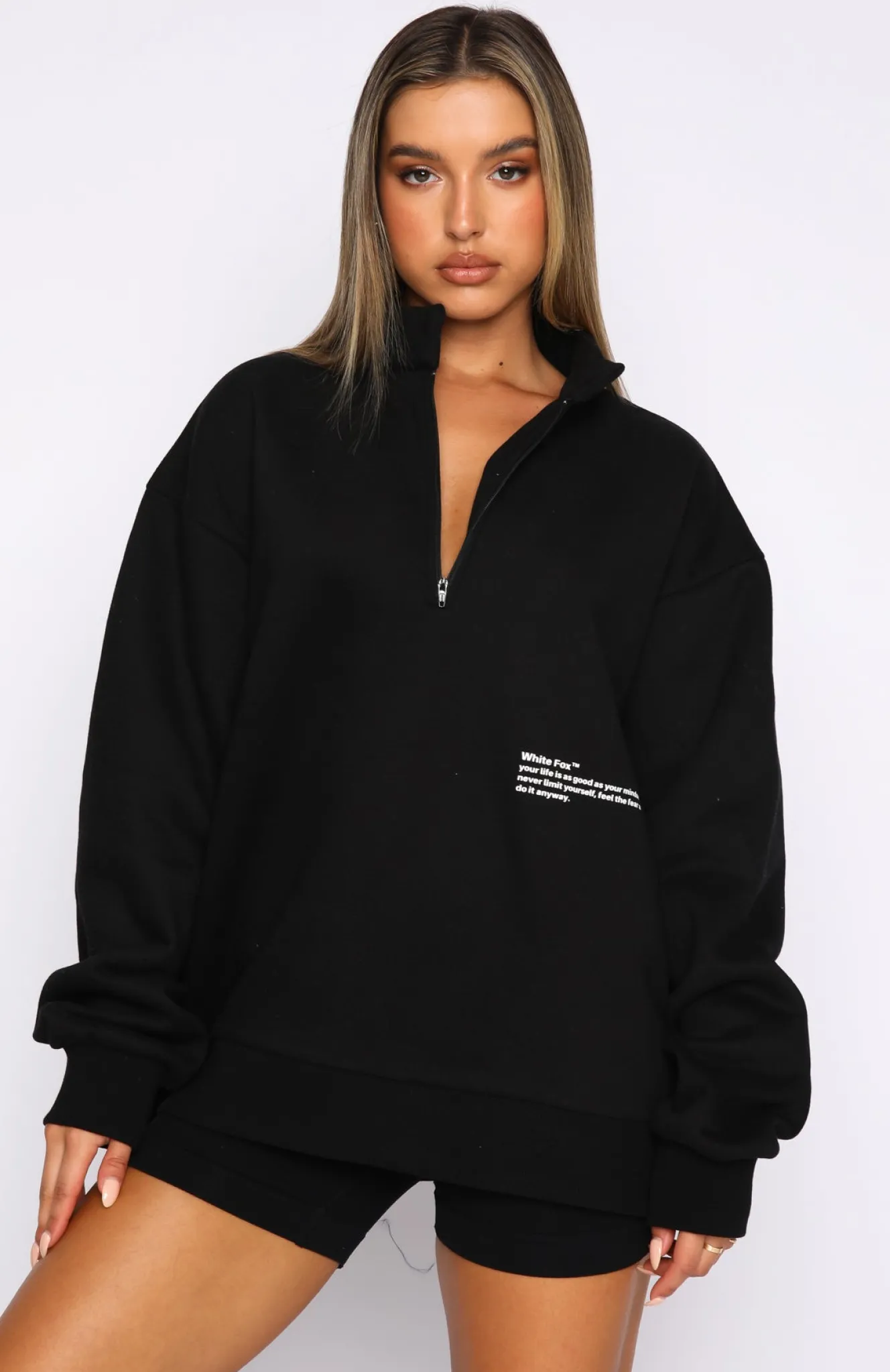 Jackets & Blazers | White Fox Boutique Caught Up With You Zip Front Sweater black